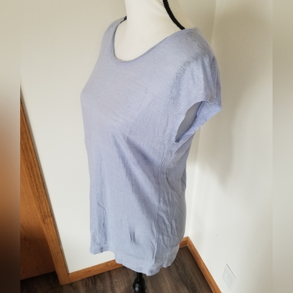 ☀️ Tahari Linen Sleeveless Shirt - Blue - Picture 2 of 4